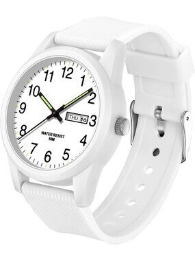 Men's White Simple Minimalist Sport Waterproof Casual Analog  Quartz Wrist Watch